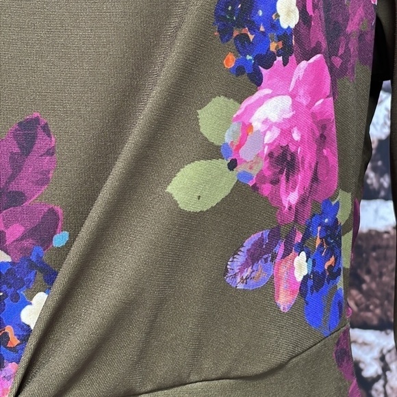 Joules Natalie Dress Long Sleeve Twist Front Midi Green Floral Size 8 - Picture 8 of 16